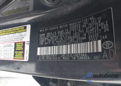 2010 Toyota Corolla Base from USA, damaged, VIN 2T1BU4EE4AC535610